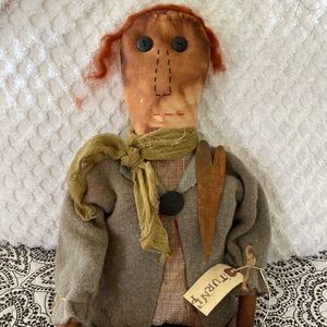 Primitive Handmade Folk Art Raggedy Ann Doll “Turnip”